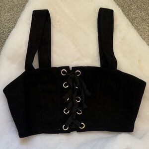 Elegant Black Lace-Up Women's Top